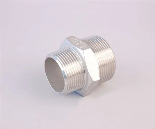 Hexagon reducing nipples BSP male x male stainless steel