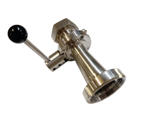 Butterfly valve DIN female x RJT male with end cap & chain stainless steel