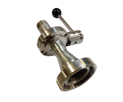 Butterfly valve DIN 50 female x 1" BSP male stainless steel
