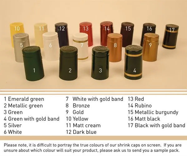 PVC shrink capsules for MCA2 capped bottles