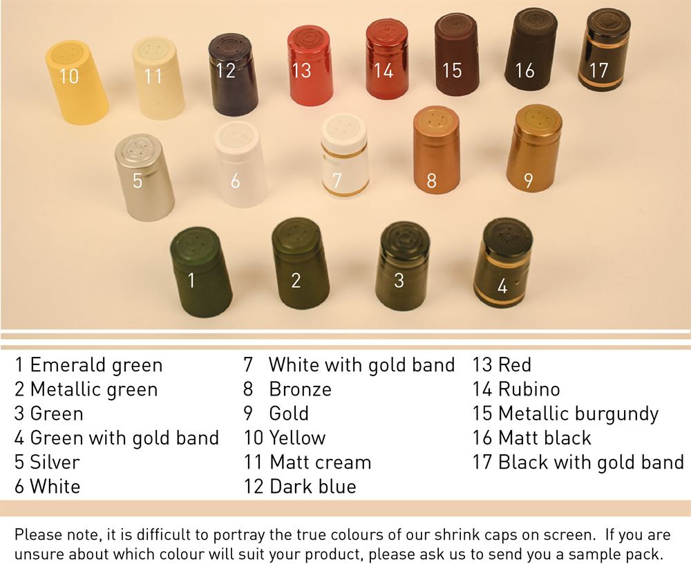 PVC shrink capsules for MCA2 capped bottles