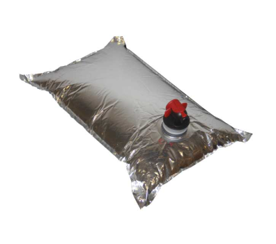 Metallic 5l bag with a valve on a white background