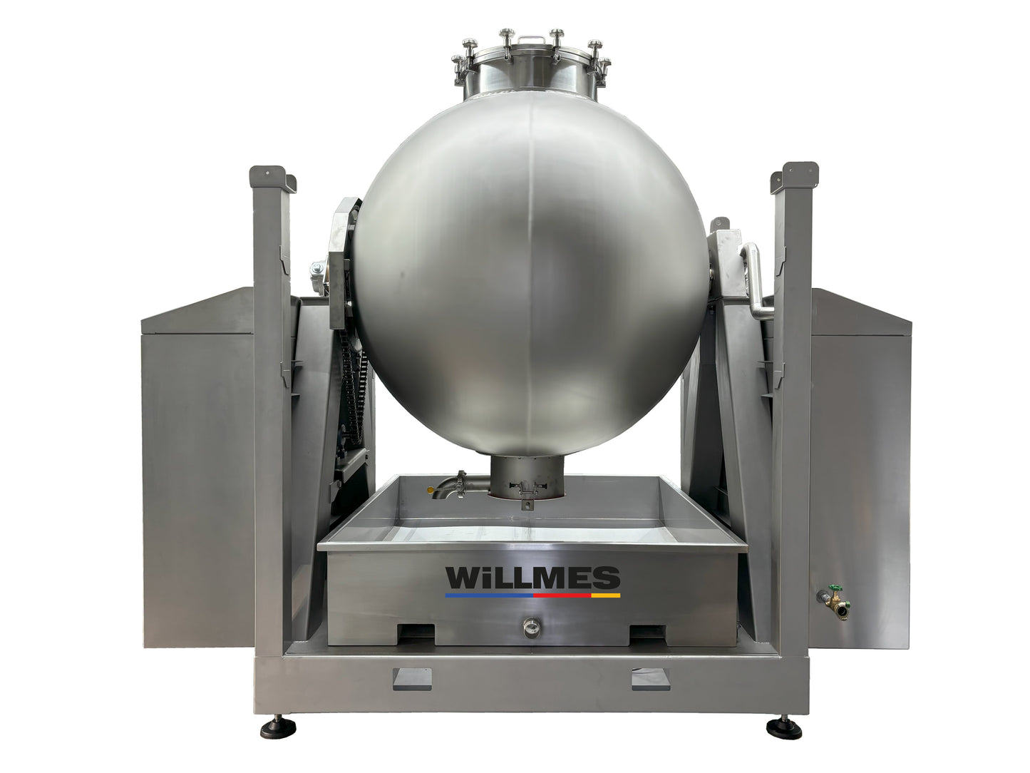 Willmes Sphera wine press with Willmes logo on a white background