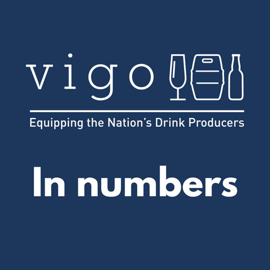 Vigo logo on blue background, with in numbers written in white.