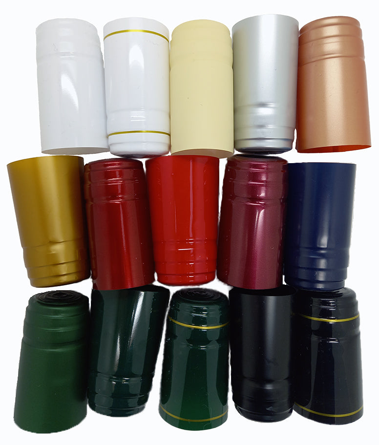 15 Assorted PVC shrink capsules for wine bottles in various colours