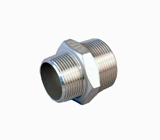 Hexagon reducing nipples BSP male x male stainless steel