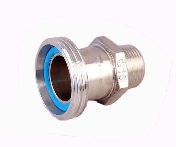Metal fitting with a white background