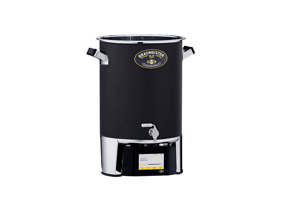 Black braumeister brewing vessel on a white background