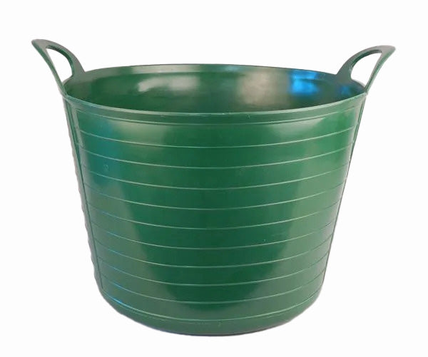 40l flexible Green plastic tub with handles on a white background