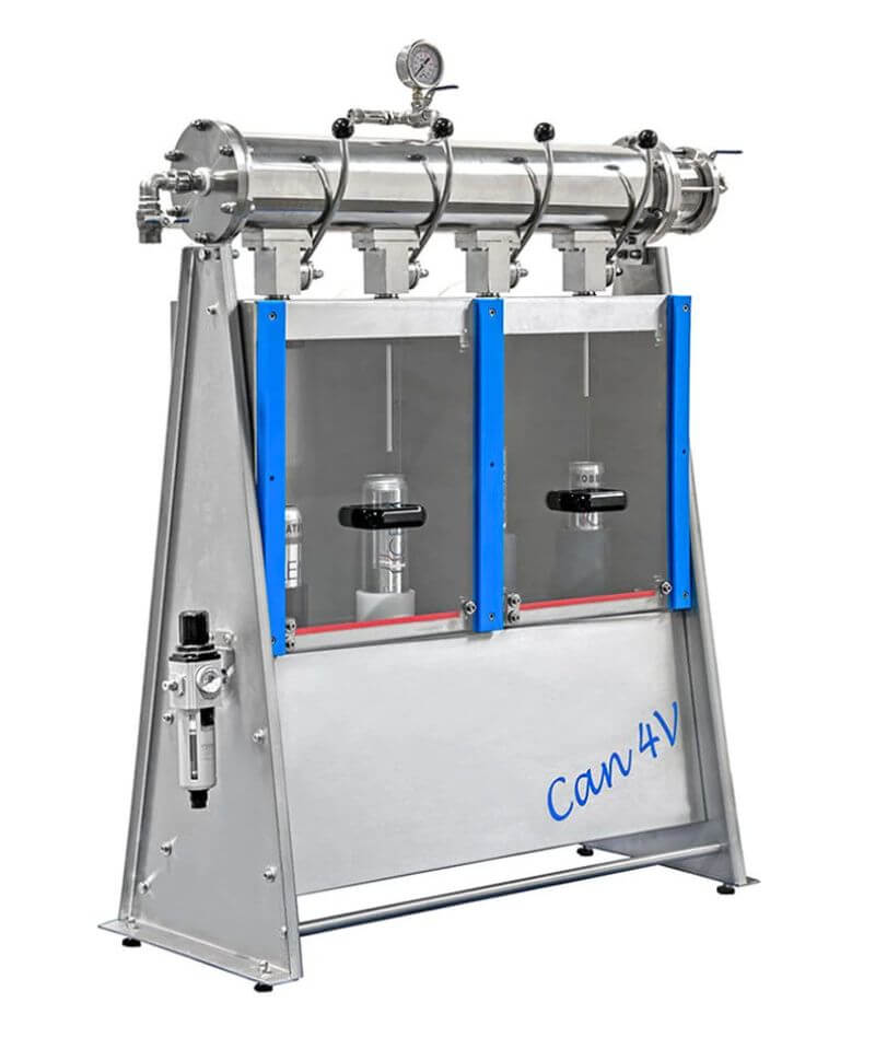 A CEM filling machine for cans on a white background