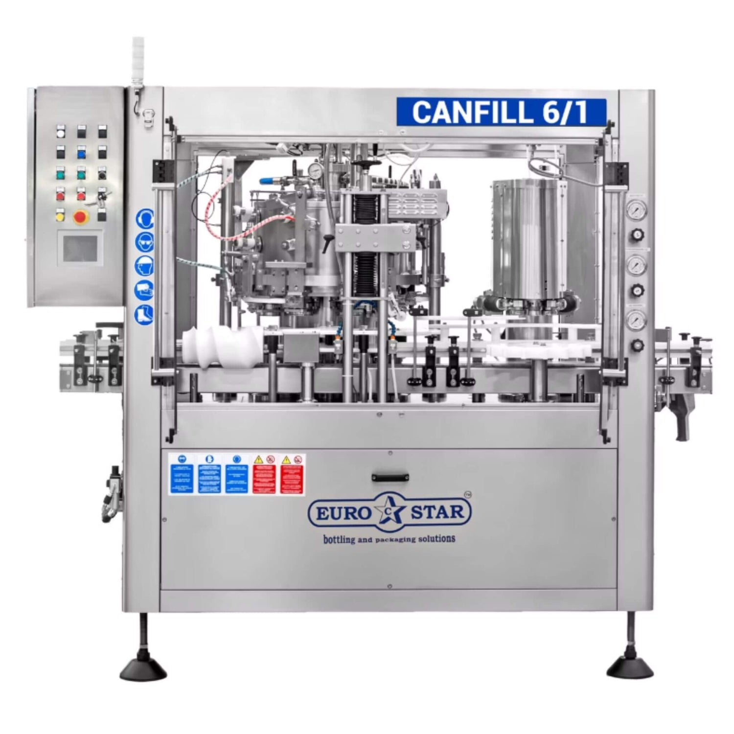 Eurostar canfill 6/1 packaging machine on a white background