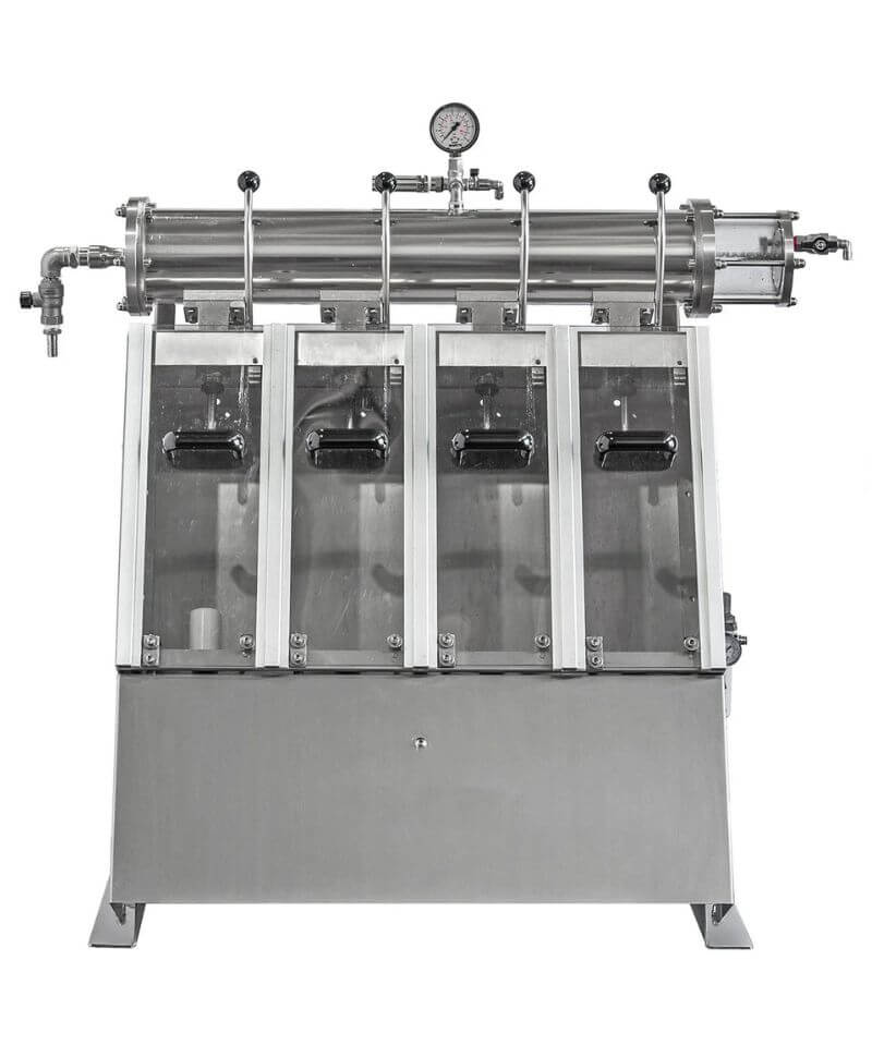 4 valve filling machine on a white background