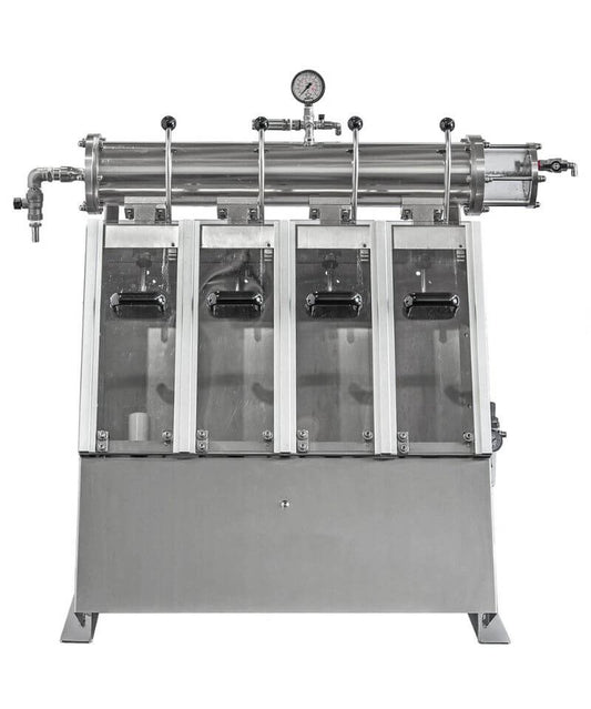 4 valve filling machine on a white background