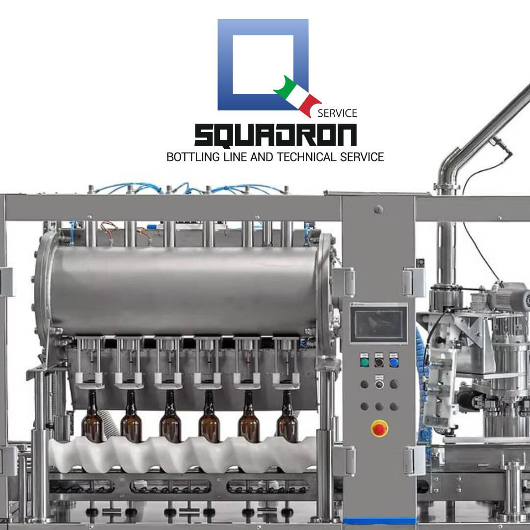 Squadron logo over a filling machine