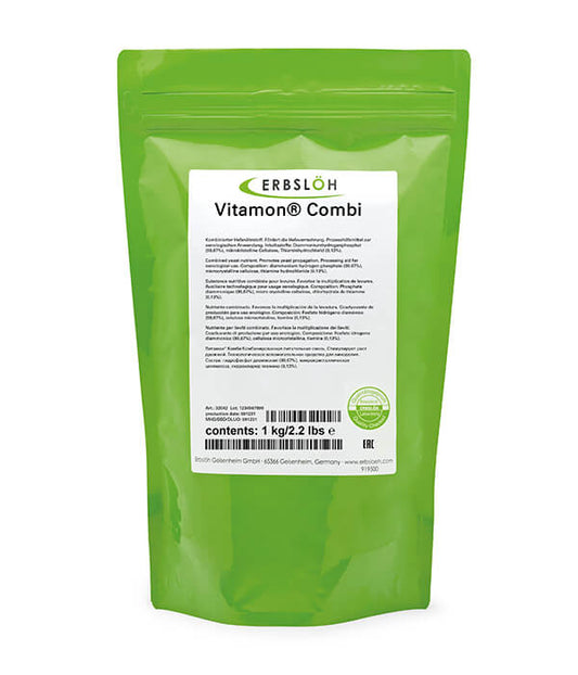 A green stand-up pouch of Erbslöh Vitamon Combi supplement